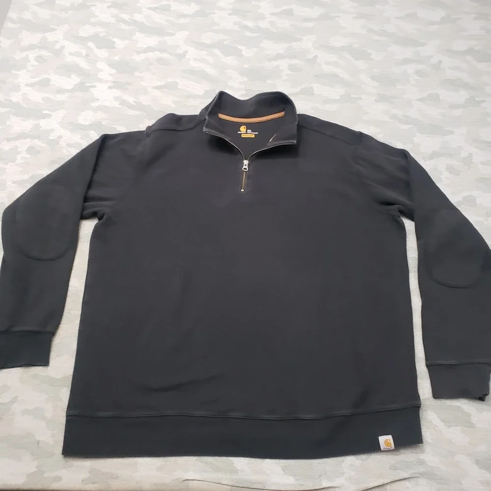 Carhartt Sweater Mens 2XL Black Relaxed Fit Quarter Zip Pullover
